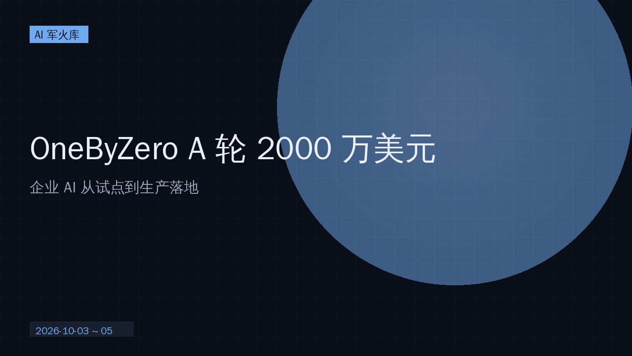 OneByZero A 轮 2000 万美元